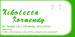 nikoletta kormendy business card